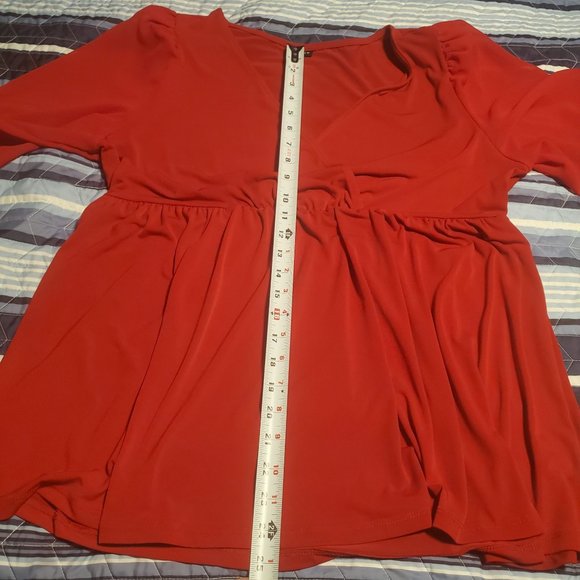 Torrid Sz 2X Babydoll Wrap Chiffon Sleeves Surplice Top Red Christmas Holiday - Picture 7 of 10